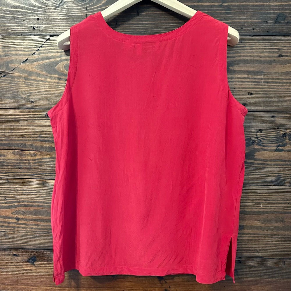 Vintage Carol Horn Signature Red 100% Silk Tank Top Women's XL Chic Quiet Luxury - Picture 4 of 8